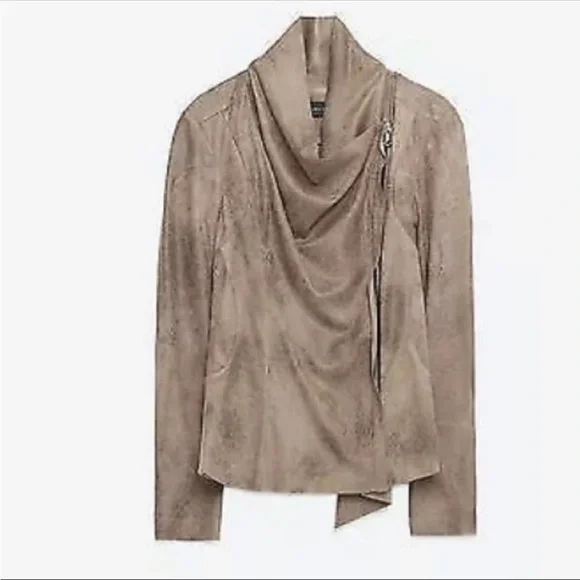 Zara Faux Suede Leather Moto Jacket - Picture 6 of 12